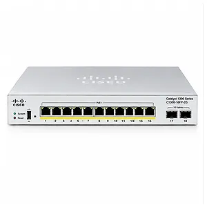 Cisco Network Switch, C1300-16FP-2G, 16 Ports with 2x 1g uplinks.