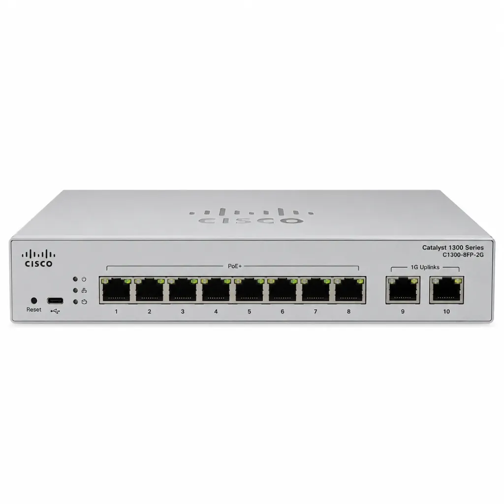 Cisco Network Switch, C1300-8FP-2G, 8 Ports with 2x 1g uplinks