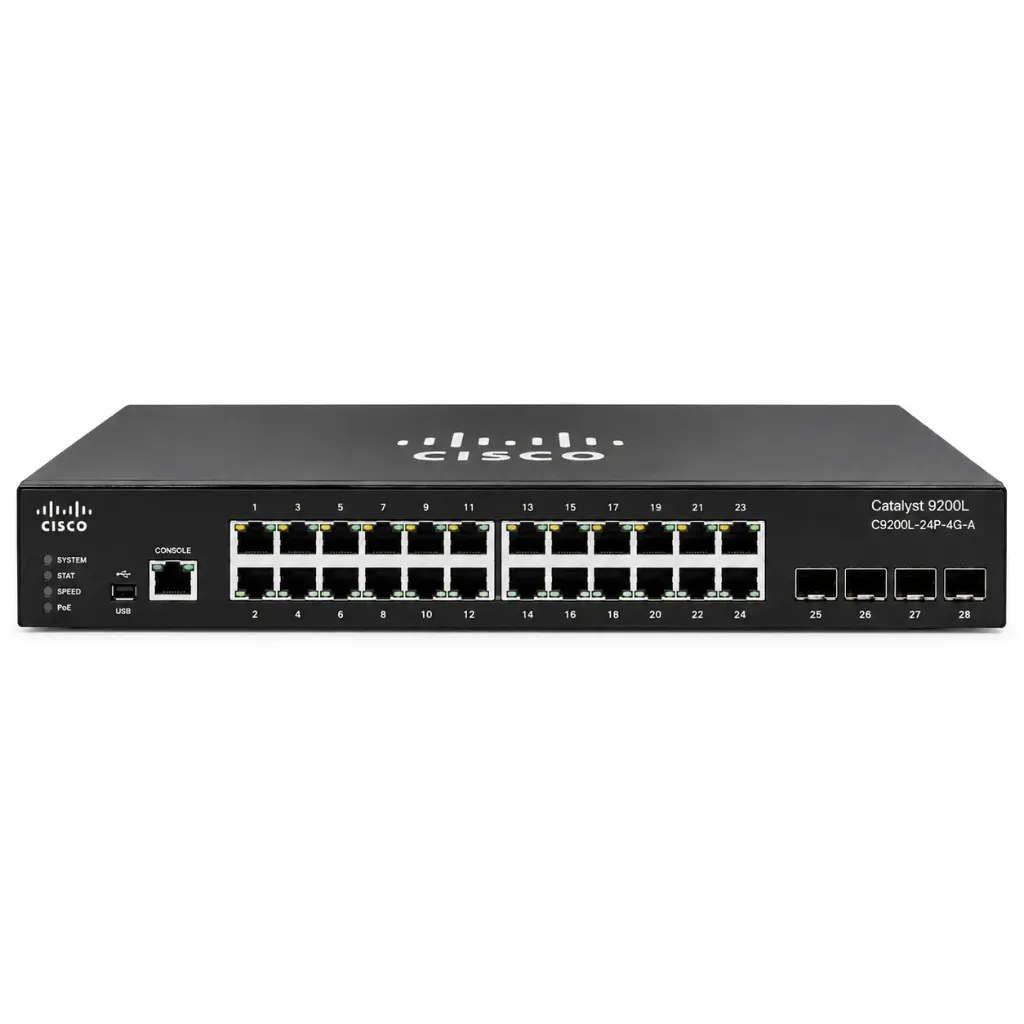 Cisco Network Switch, C9200L-24P-4G-A, 24 Ports with 4x 1g uplinks.