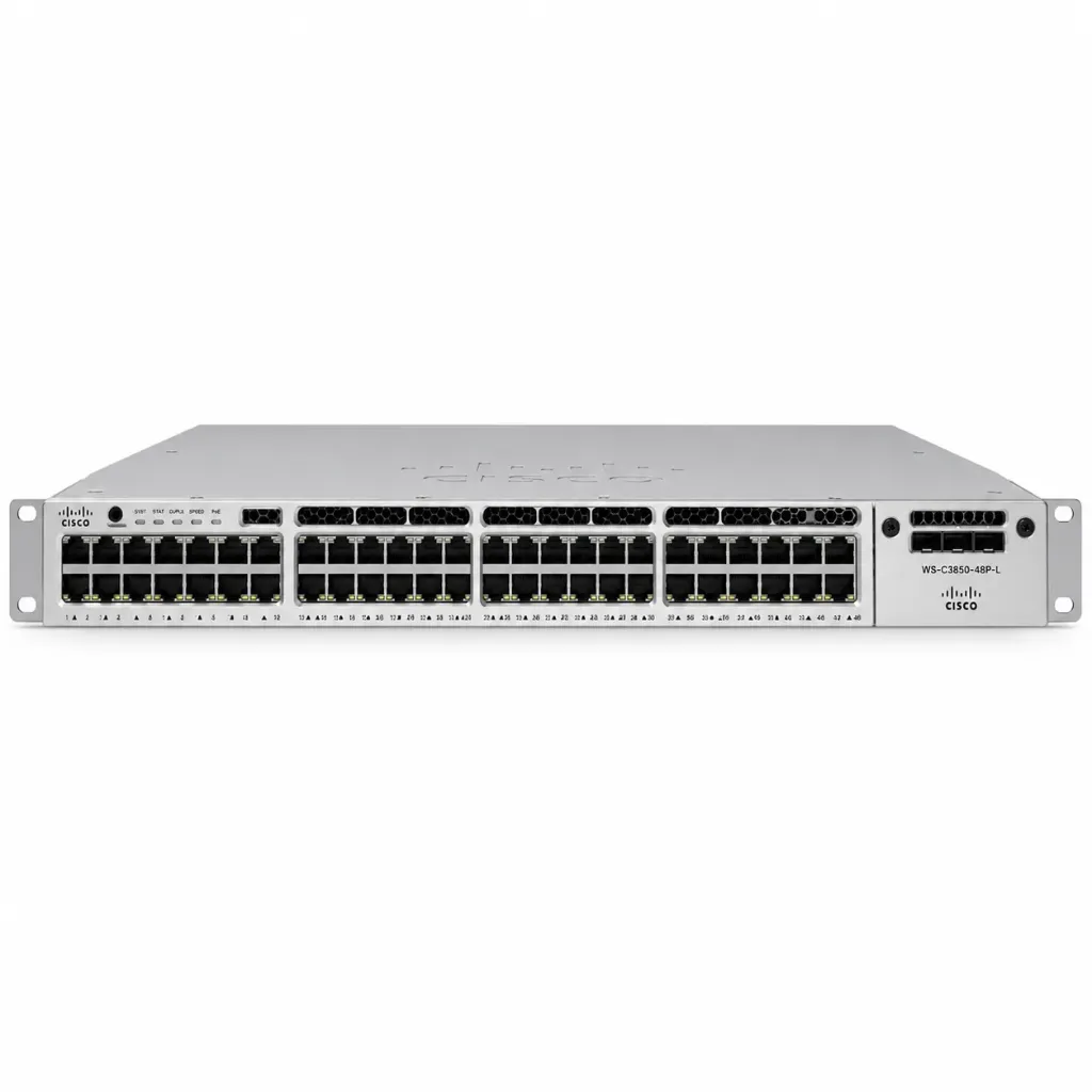 Cisco Network Switch, WS-C3850-48P-L, 48 Ports