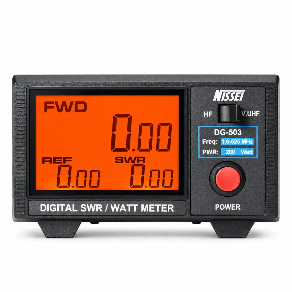 [DG-503 DP METER] NISSEI DG-503 Digital RF Power Meter LCD 3.5" Short Wave SWR VSWR Meter HF 1.6-60MHz & VHF/UHF 125-525MHz 1-200W for Two Way Radio