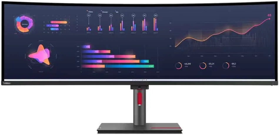 [THINKVISION P49W] ThinkVision P49w-30, 49" 5K DQHD Curved Monitor with Eyesafe, Lift Stand, 63DBRAT1UK