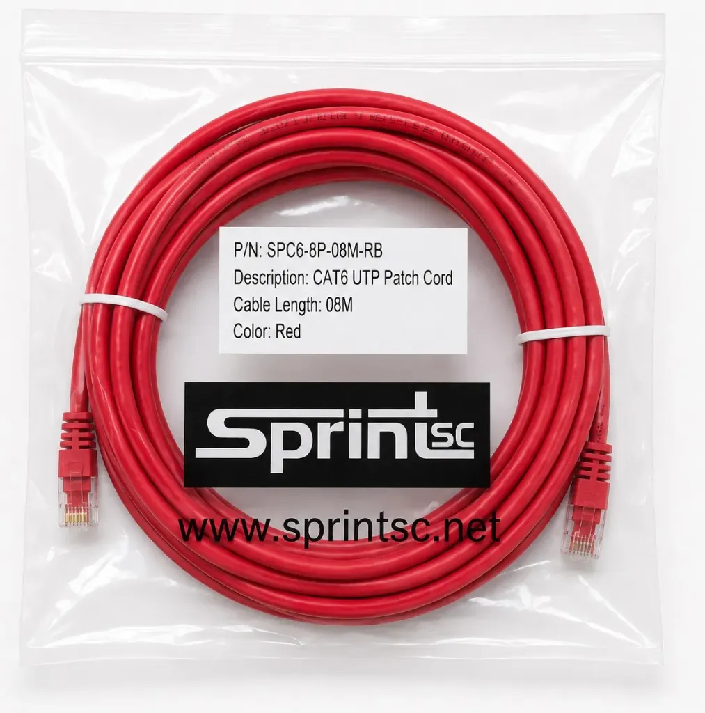 [Sprint Premium] SprintSc, Cat.6 UTP Patch Cable 8m, Red (SPC68P08MRB)