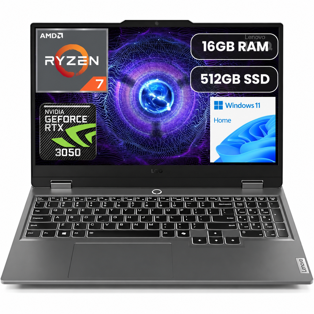 LENOVO LOQ 15, RYZEN 7 7445HS, 16GB RAM DDR5, 512GB SSD, 15.6" FHD 144HZ NVIDIA RTX 3050 6GB, DOS, 1YEAR, 83DX00F1PB