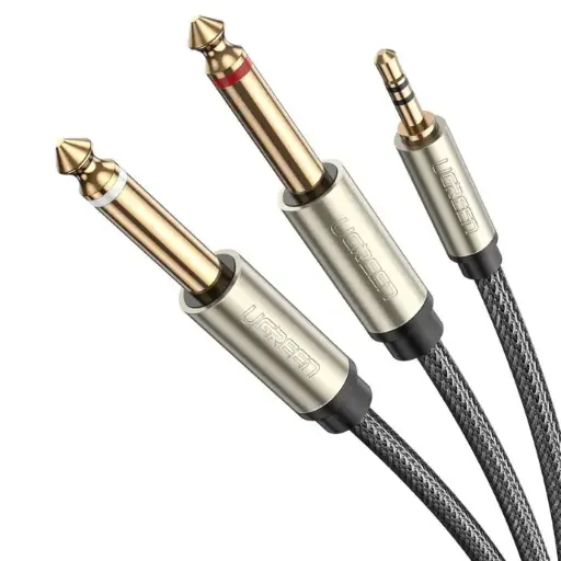 Lvlian AV126 3.5 To Double One Minute Two Adapter Large Two Core Dual Channel Adapter 6.5 Audio Cable-Color:Dark Gray-Length:1.5 M