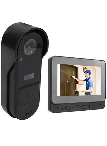 4.3” Wireless WiFi Video Doorbell with Two-Way Intercom, Night Vision, 128GB TF Card Support, 12 Language Options, IPS Screen, Enhanced Security & Low Power Consumption