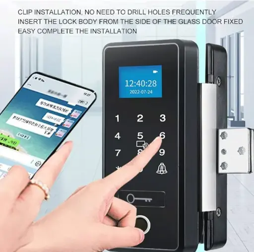 Glass Door Password Lock Without Punching, Office Fingerprint Lock, Smart Solution Application, Smart Door Lock, Fingerprint Keyless Entry Door Lock With Keypad, Access Control System For Store, Ic Card, Office, Home, Apartment