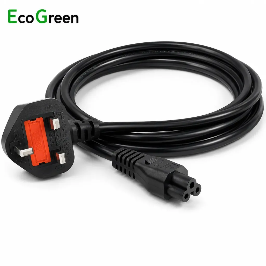 [Sprint Premium] Ecogreen, 3 Pin Power Cable UK Plug, Monitor Power Cable, 1.5m / 5ft 5A 250V - C5 Laptop Lead for Acer, Dell, HP, Sony, Lenovo, Asus (EGA3PC5)