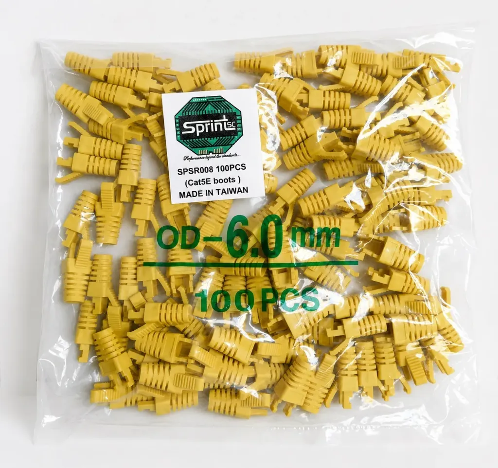 [Sprint Premium] SprintSc, Cat5E Boots Grey, Red, Yellow (100pc Pack) Made In Taiwan (SPSR008)